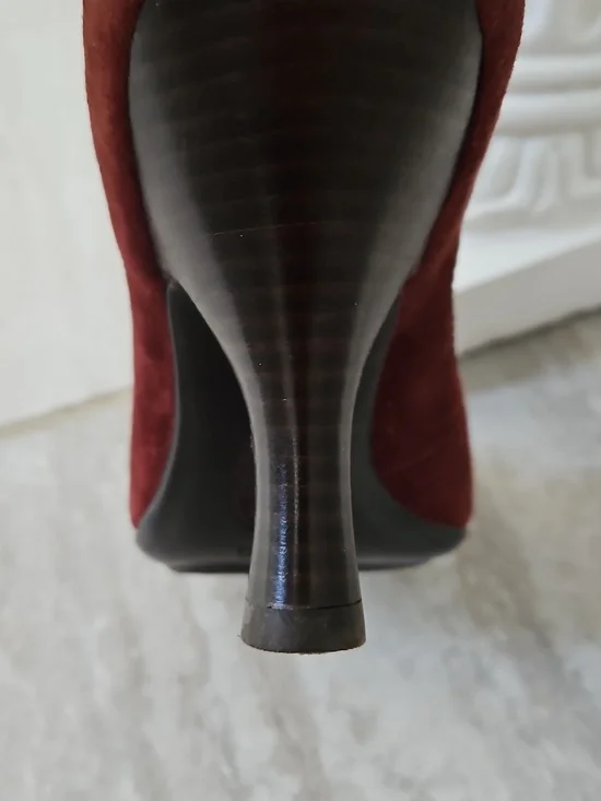 Sofft Burgundy Suede Mary Jane Heels Buckle Strap Pumps Vintage Style 7.5 - Picture 11 of 13